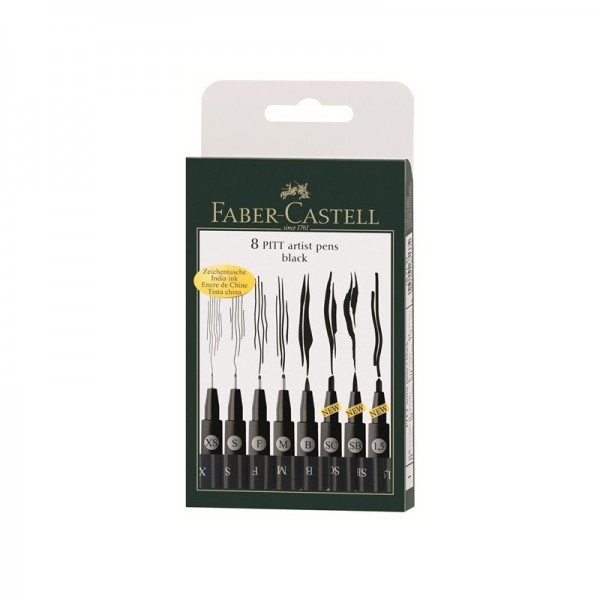 Faber Artist Pen 8tlg Schwarz / 8 pezzi nero