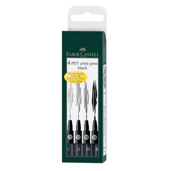 Faber Artist Pen 4tlg Schwarz / 4 pezzi nero