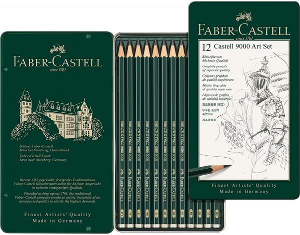 Faber Castell 9000 Bleistiftset 12tlg 8B-2H / matite grafite 12 pezzi 8B-2H